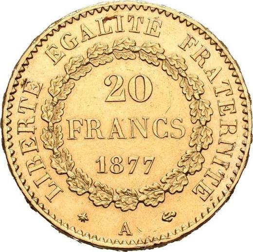 Reverse 20 Francs 1877 A "Type 1871-1898" Paris - France, Third Republic