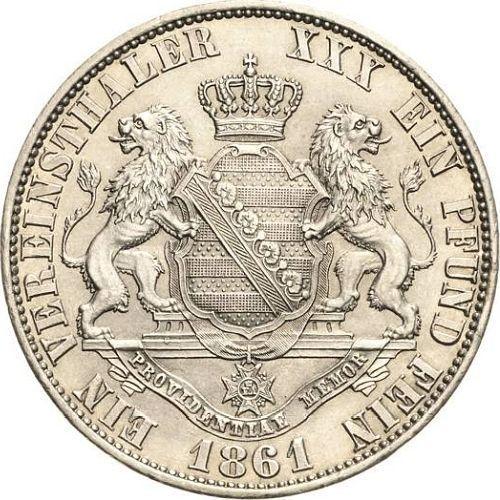 Reverse Thaler 1861 B "Type 1860-1861" - Silver Coin Value - Saxony-Albertine, John