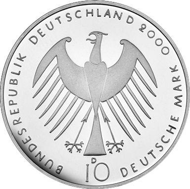 Reverso 10 marcos 2000 D "EXPO 2000" - valor de la moneda de plata - Alemania, RFA