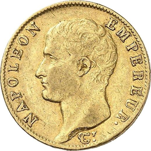 Аверс монеты - 20 франков AN 14 (1805-1806) года W Лилль - цена золотой монеты - Франция, Наполеон I