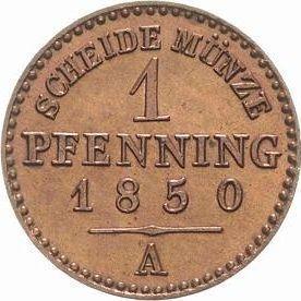 Реверс монеты - 1 пфенниг 1850 года A - цена  монеты - Пруссия, Фридрих Вильгельм IV
