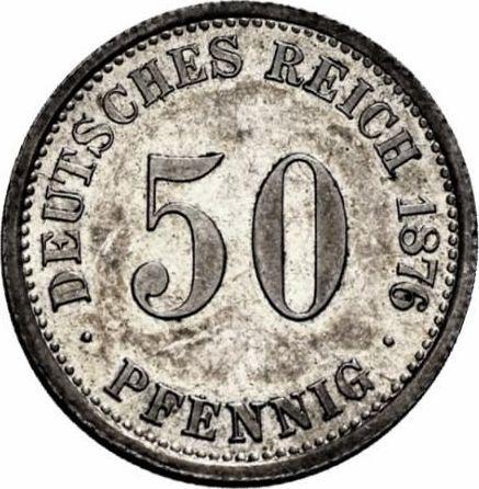 Аверс монеты - 50 пфеннигов 1876 года D "Тип 1875-1877" - цена серебряной монеты - Германия, Германская Империя