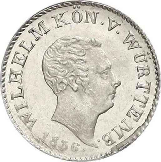 Аверс монеты - 6 крейцеров 1836 года - цена серебряной монеты - Вюртемберг, Вильгельм I