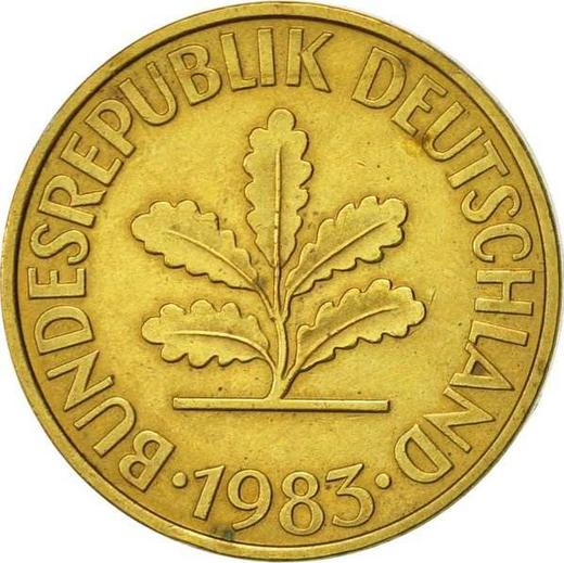 Реверс монеты - 10 пфеннигов 1983 года G - цена  монеты - Германия, ФРГ