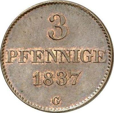 Реверс монеты - 3 пфеннига 1837 года G - цена  монеты - Саксония-Альбертина, Фридрих Август II