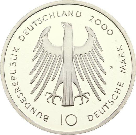 Реверс монеты - 10 марок 2000 года D "Карл Великий" - цена серебряной монеты - Германия, ФРГ