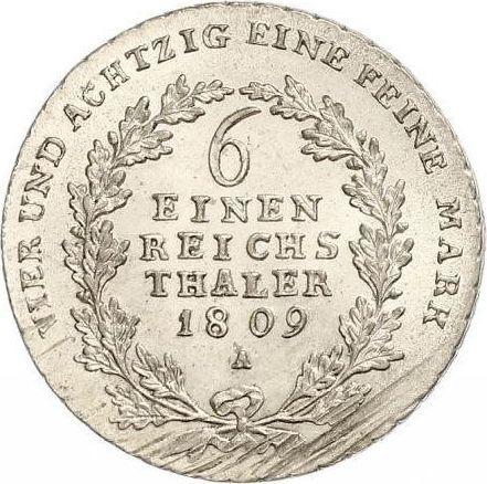 Reverso 1/6 tálero 1809 A - valor de la moneda de plata - Prusia, Federico Guillermo III