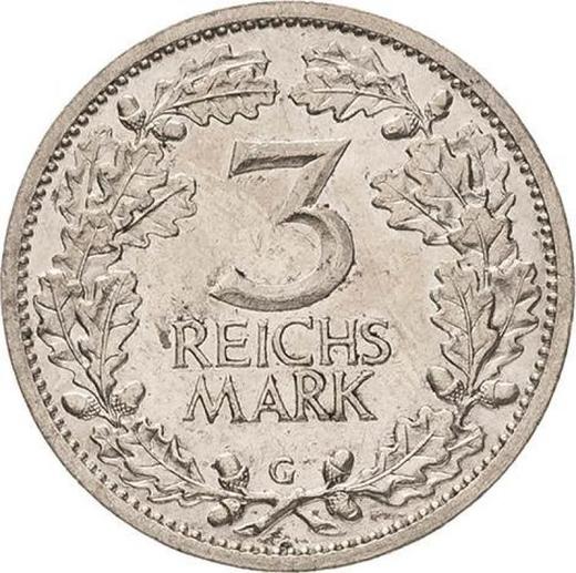 Reverso 3 Reichsmarks 1932 G - valor de la moneda de plata - Alemania, República de Weimar