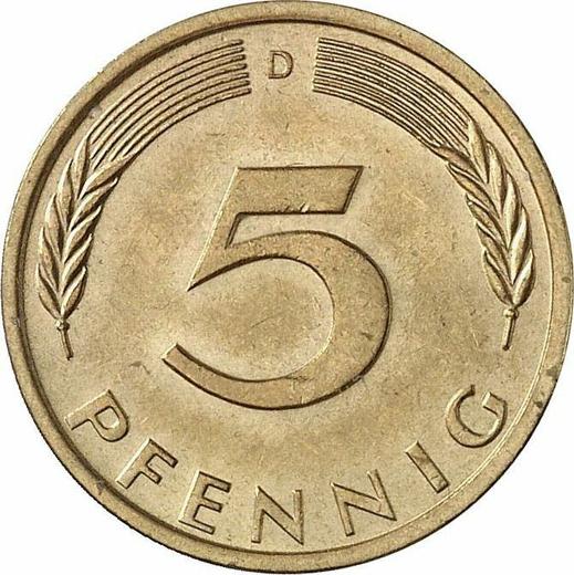 Аверс монеты - 5 пфеннигов 1974 года D - цена  монеты - Германия, ФРГ