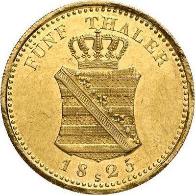 Reverse 5 Thaler 1825 S - Gold Coin Value - Saxony-Albertine, Frederick Augustus I
