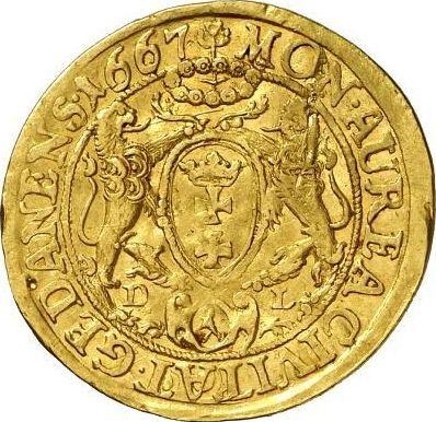 Reverso Ducado 1667 DL "Gdańsk" - valor de la moneda de oro - Polonia, Juan II Casimiro