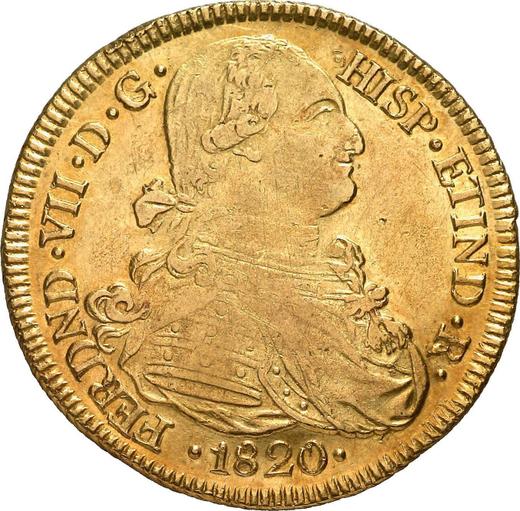 Obverse 8 Escudos 1820 PN FM - Gold Coin Value - Colombia, Ferdinand VII