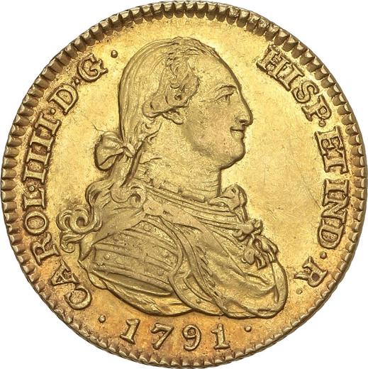 Avers 2 Escudos 1791 M MF - Goldmünze Wert - Spanien, Karl IV