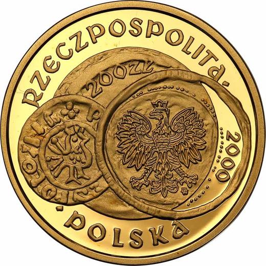 Аверс монеты - 200 злотых 2000 года MW RK "1000 лет Конгрессу в Гнезно" - цена золотой монеты - Польша, III Республика после деноминации