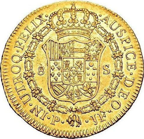 Реверс монеты - 8 эскудо 1803 года P JF - цена золотой монеты - Колумбия, Карл IV