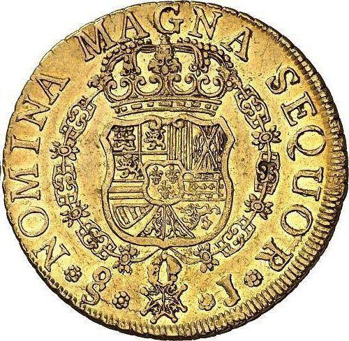 Reverso 8 escudos 1758 So J "Tipo 1750-1758" - valor de la moneda de oro - Chile, Fernando VI