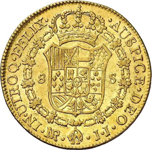 Реверс монеты - 8 эскудо 1783 года NR JJ - цена золотой монеты - Колумбия, Карл III