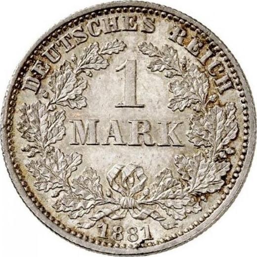 Аверс монеты - 1 марка 1881 года G "Тип 1873-1887" - цена серебряной монеты - Германия, Германская Империя