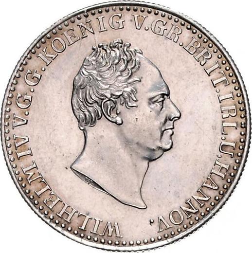Obverse 2/3 Thaler 1834 A - Silver Coin Value - Hanover, William IV