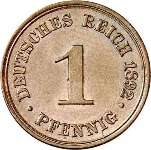 Obverse 1 Pfennig 1892 F "Type 1890-1916" -  Coin Value - Germany, German Empire