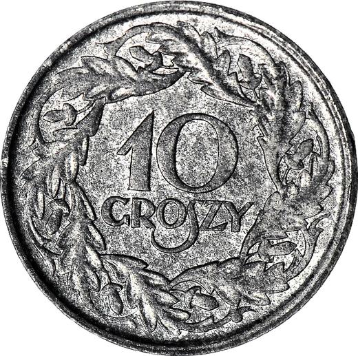 Реверс монеты - 10 грошей 1923 года Цинк - цена  монеты - Польша, Немецкая оккупация