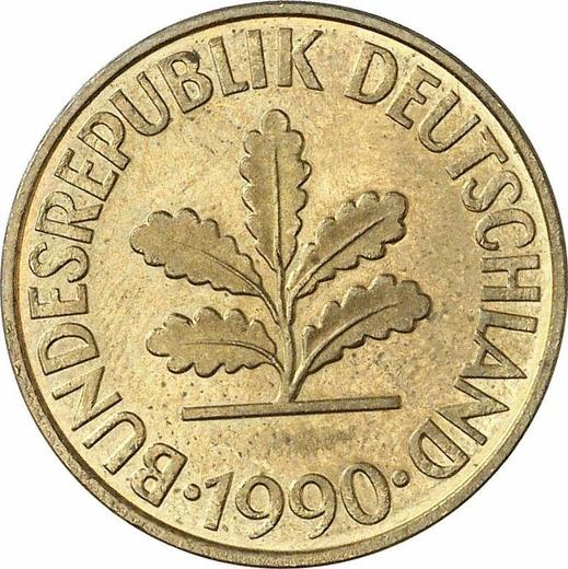 Реверс монеты - 10 пфеннигов 1990 года F - цена  монеты - Германия, ФРГ