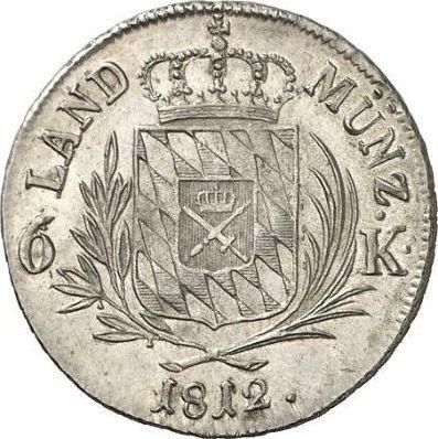 Реверс монеты - 6 крейцеров 1812 года - цена серебряной монеты - Бавария, Максимилиан I