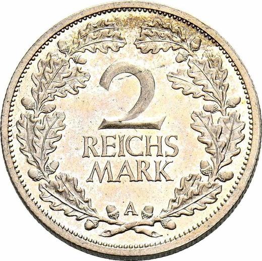 Реверс монеты - 2 рейхсмарки 1925 года A - цена серебряной монеты - Германия, Bеймарская республика