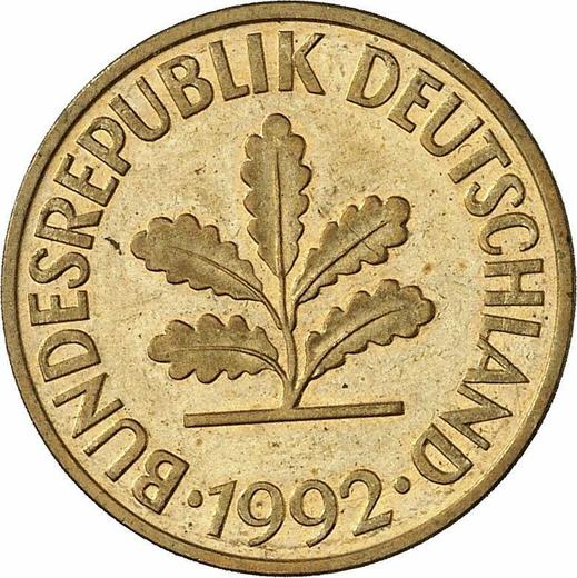 Реверс монеты - 10 пфеннигов 1992 года G - цена  монеты - Германия, ФРГ