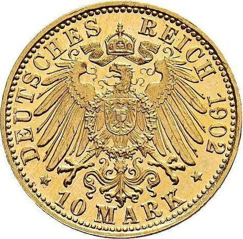 Реверс монеты - 10 марок 1902 года D "Бавария" - цена золотой монеты - Германия, Германская Империя