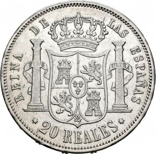 Реверс монеты - 20 реалов 1864 года Шестиконечные звёзды - цена серебряной монеты - Испания, Изабелла II