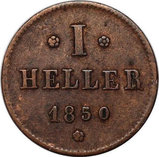 Rewers monety - 1 halerz 1850 - cena  monety - Hesja-Darmstadt, Ludwik III