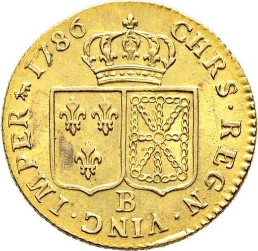 Реверс монеты - Луидор 1786 года B Руан - цена золотой монеты - Франция, Людовик XVI