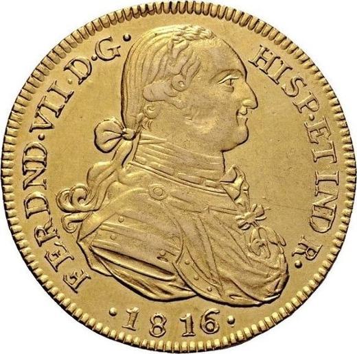 Аверс монеты - 8 эскудо 1816 года P JF - цена золотой монеты - Колумбия, Фердинанд VII