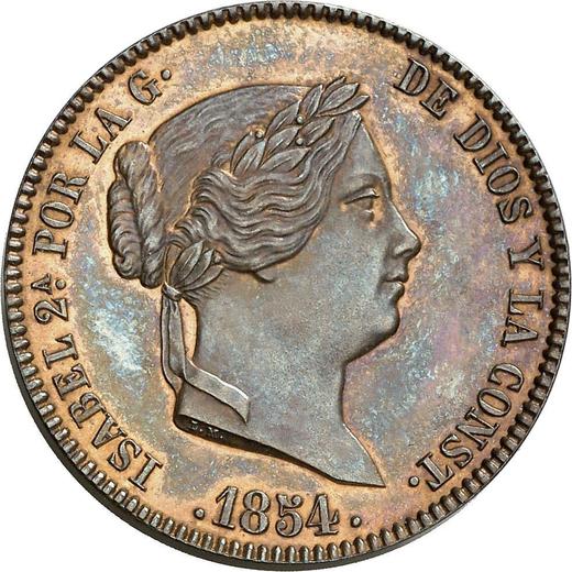 Anverso 25 Céntimos de real 1854 - valor de la moneda  - España, Isabel II