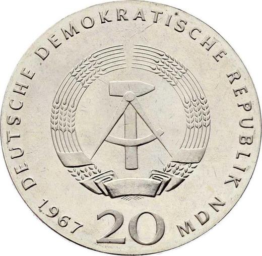 Rewers monety - 20 marek 1967 "Humboldt" Rant (20 MARK * 20 MARK * 20 MARK) - cena srebrnej monety - Niemcy, NRD