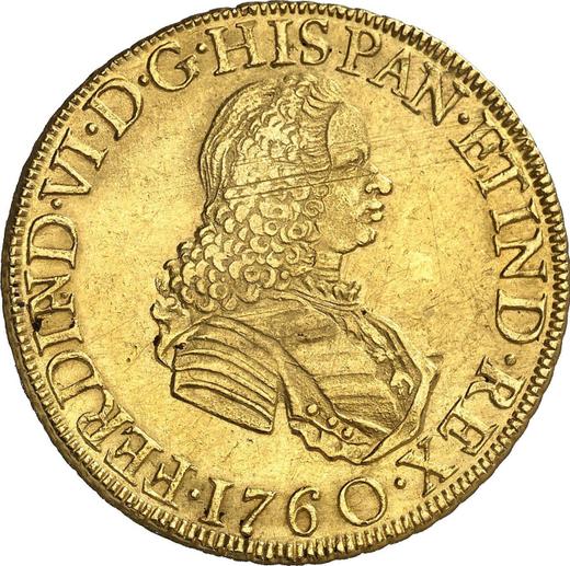 Awers monety - 8 escudo 1760 LM JM - cena złotej monety - Peru, Ferdynand VI