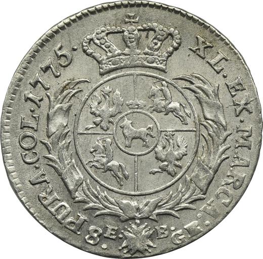 Reverso Dwuzłotówka (8 groszy) 1775 EB - valor de la moneda de plata - Polonia, Estanislao II Poniatowski