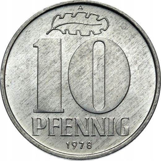 Аверс монеты - 10 пфеннигов 1978 года A - цена  монеты - Германия, ГДР