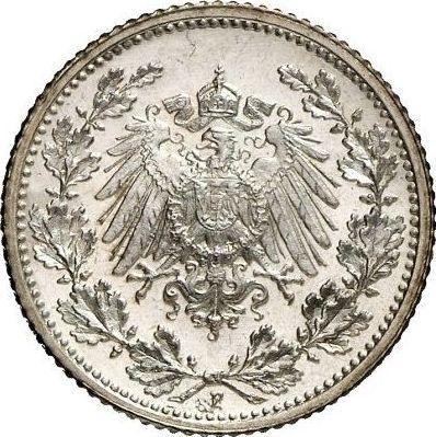 Reverso Medio marco 1913 F "Tipo 1905-1919" - valor de la moneda de plata - Alemania, Imperio alemán