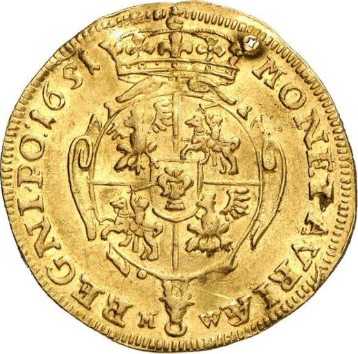 Реверс монеты - 2 дуката 1651 года MW - цена золотой монеты - Польша, Ян II Казимир