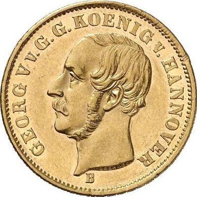 Аверс монеты - 5 талеров 1853 года B "Тип 1853-1856" - цена золотой монеты - Ганновер, Георг V