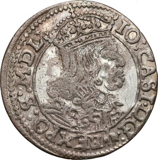 Аверс монеты - Шестак (6 грошей) 1666 года AT "Портрет с обводкой" - цена серебряной монеты - Польша, Ян II Казимир