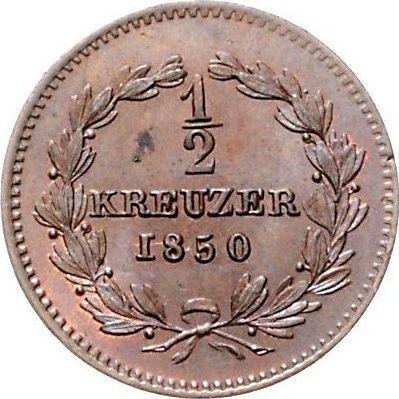 Реверс монеты - 1/2 крейцера 1850 года - цена  монеты - Баден, Леопольд