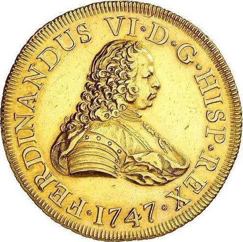 Awers monety - 8 escudo 1747 M J - cena złotej monety - Hiszpania, Ferdynand VI
