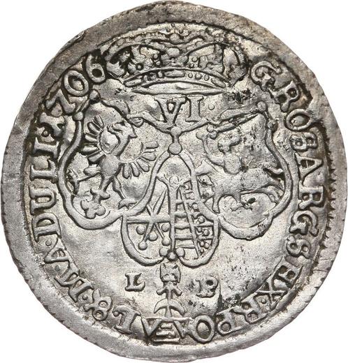 Реверс монеты - Шестак (6 грошей) 1706 года LP "Литовский" - цена серебряной монеты - Польша, Август II Сильный