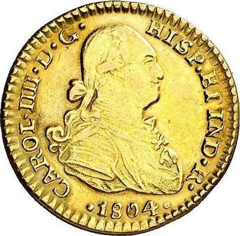 Аверс монеты - 1 эскудо 1804 года Mo TH - цена золотой монеты - Мексика, Карл IV