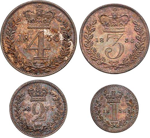 Reverso Maundy / juego 1836 "Maundy" - valor de la moneda de plata - Gran Bretaña, Guillermo IV