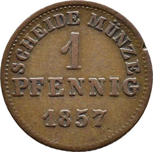 Реверс монеты - 1 пфенниг 1857 года - цена  монеты - Гессен-Дармштадт, Людвиг III