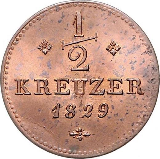 Reverso Medio kreuzer 1829 - valor de la moneda  - Hesse-Cassel, Guillermo II